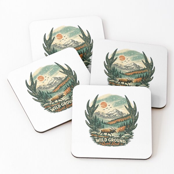 Item preview, Wild Ground Quiet Soul Elk Mountain Wilderness Retro Outdoor Art designed and sold by inkoutninja.