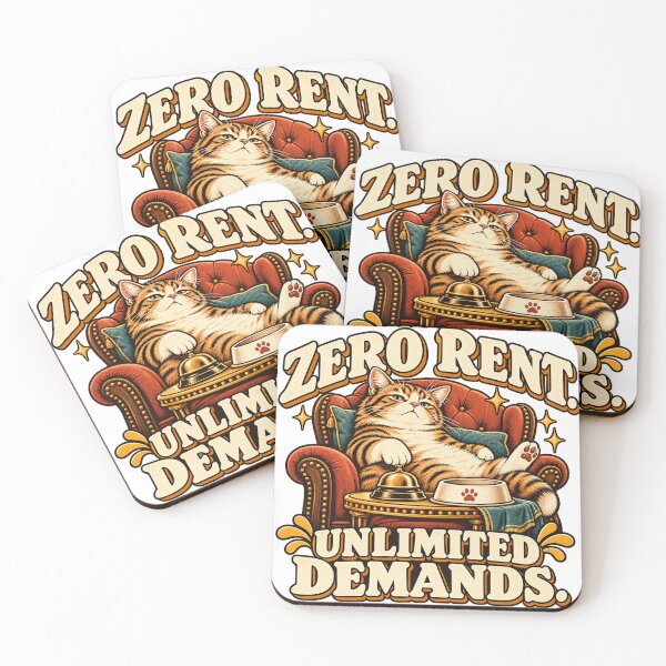 Item preview, Zero Rent Unlimited Demands Funny Cat designed and sold by Quirkloomstudio.