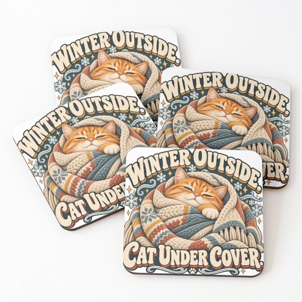 Item preview, Cozy Winter Cat Under Cover Humor designed and sold by Quirkloomstudio.