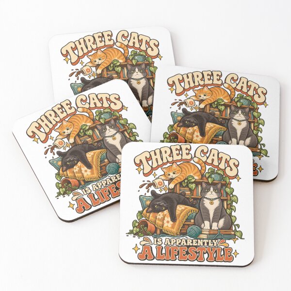 Item preview, Three Cats Is Apparently a Lifestyle | Cozy Cat Lover Illustration designed and sold by Quirkloomstudio.