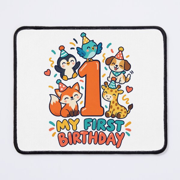 Item preview, My First Birthday with Cute Party Animals designed and sold by skyartdesign.