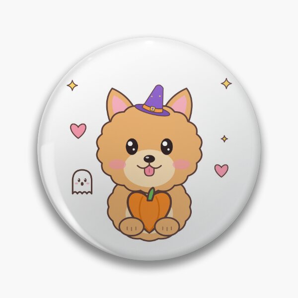 Artikelvorschau, Pomeranian Hexenhut Herz Kürbis – Niedlicher Halloween-Pomeranian entworfen und verkauft von DoodleWoofs.