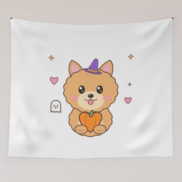 Item preview, Pomeranian Witch Hat Heart Pumpkin – Cute Halloween Pom designed and sold by DoodleWoofs.