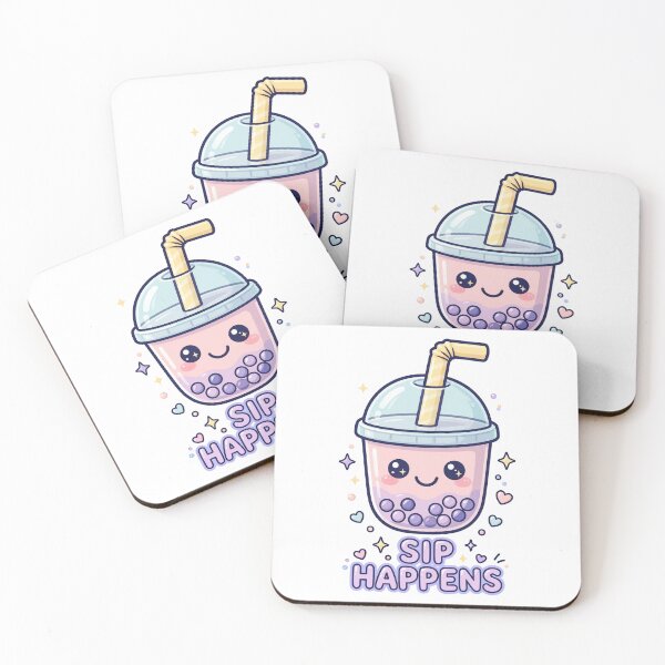 Item preview, Sip Happens - Kawaii Boba Tea Funny Quote designed and sold by Visual Dept..