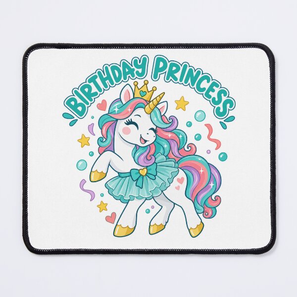 Item preview, Birthday Princess Unicorn with Crown and Stars designed and sold by skyartdesign.