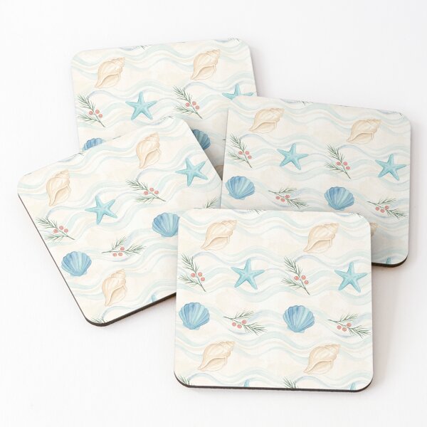 Item preview, Coastal Christmas Seashell & Starfish Wave Pattern – Beach Holiday Design designed and sold by Sea Gem.