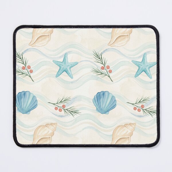 Item preview, Coastal Christmas Seashell & Starfish Wave Pattern – Beach Holiday Design designed and sold by Sea Gem.