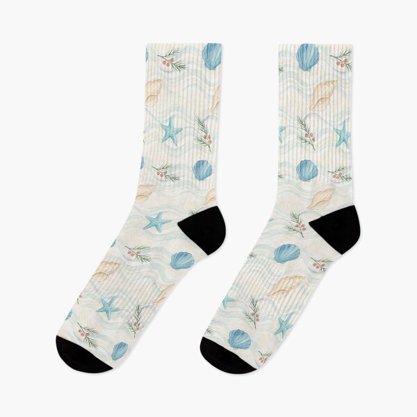 Item preview, Coastal Christmas Seashell & Starfish Wave Pattern – Beach Holiday Design designed and sold by Sea Gem.