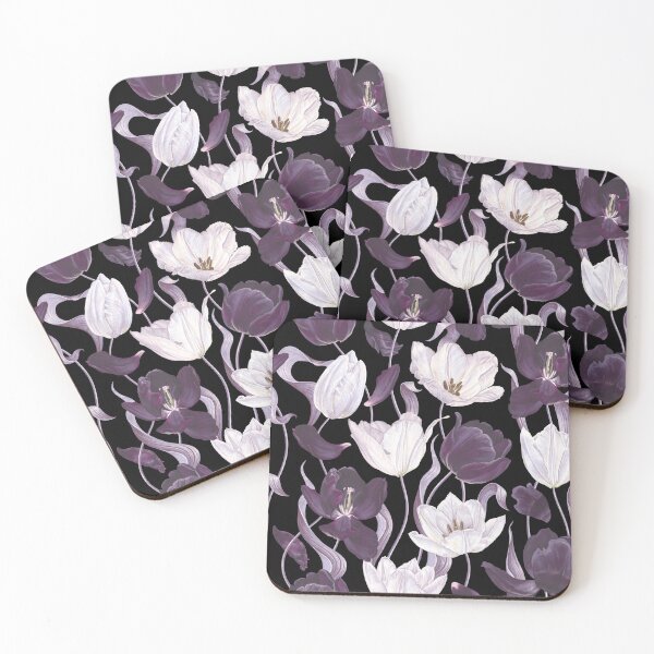 Item preview, Dark Purple Tulips Black Seamless Pattern designed and sold by ​Jyoti Digital Artist.