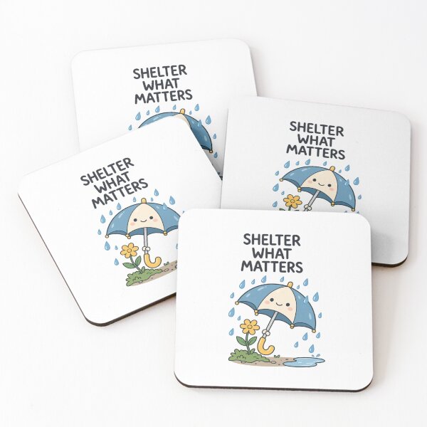 Item preview, Shelter What Matters | Cute Umbrella Rain Inspirational Illustration designed and sold by MrDev.