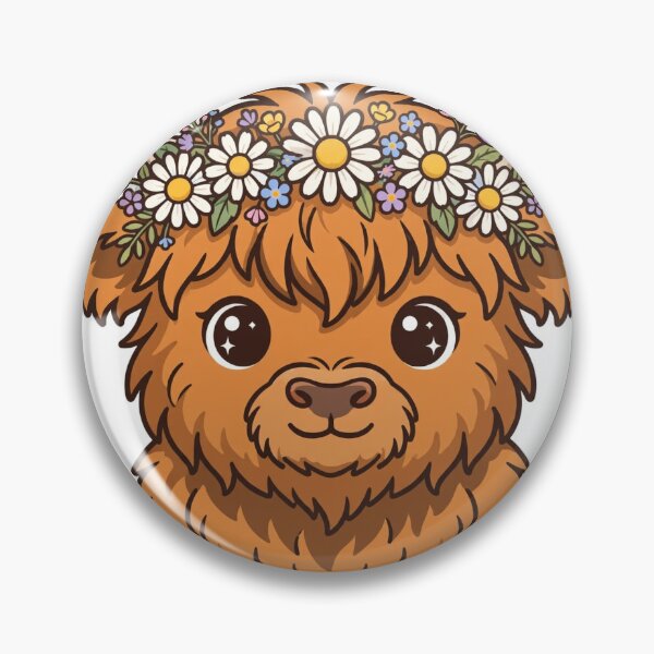 Item preview, Fluffy Highland Cow with Flower Crown Sticker designed and sold by WhaleStore.