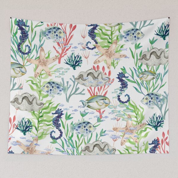 Item preview, Seahorses Fish Ocean Pattern designed and sold by SeaStarAlex.