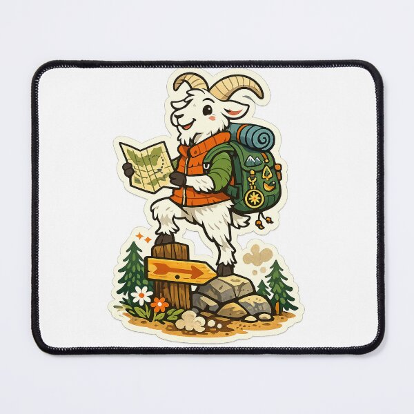 Item preview, Mountain Goat Hiker Adventure Cute Backpacking Trail Outdoor Art designed and sold by inkoutninja.