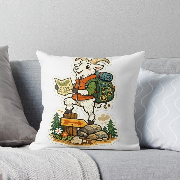 Item preview, Mountain Goat Hiker Adventure Cute Backpacking Trail Outdoor Art designed and sold by inkoutninja.