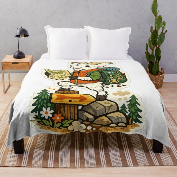 Item preview, Mountain Goat Hiker Adventure Cute Backpacking Trail Outdoor Art designed and sold by inkoutninja.