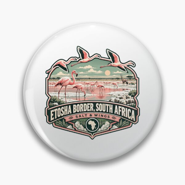 Item preview, Etosha Border, South Africa Salt & Wings Flamingo Wildlife Safari Africa Traveler designed and sold by JonesFlora2025.