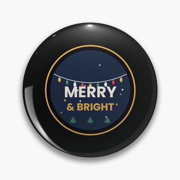 Item preview, Merry and Bright Christmas Lights Retro Holiday Badge designed and sold by jaissaurabh.