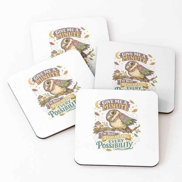 Item preview, Give Me a Minute Funny Owl Overthinking Cottagecore Quote Art designed and sold by inkoutninja.
