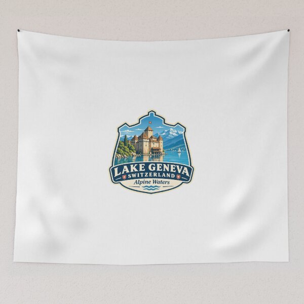 Item preview, Lake Geneva Switzerland Alpine Waters Swiss Alps Travel Souvenir designed and sold by JonesFlora2025.