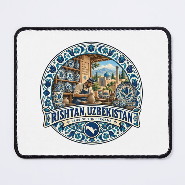 Item preview, Rishtan, Uzbekistan Blue Of The Fergana Uzbek Pottery Travel Souvenir designed and sold by Simsimah26Parks.