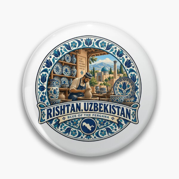 Item preview, Rishtan, Uzbekistan Blue Of The Fergana Uzbek Pottery Travel Souvenir designed and sold by Simsimah26Parks.