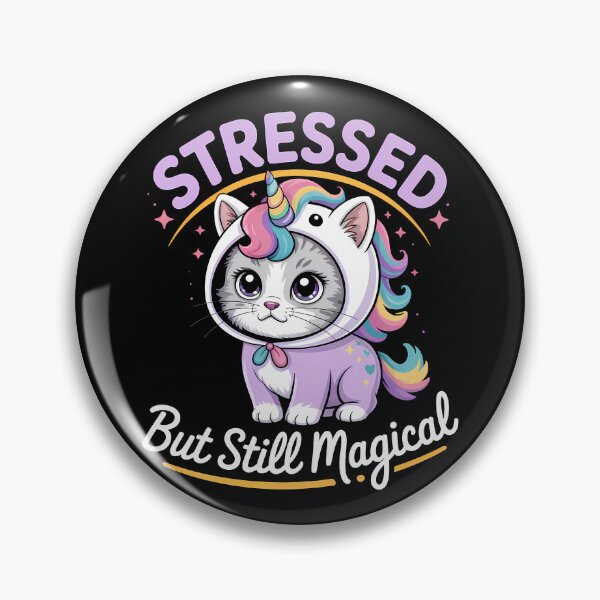 Item preview, Stressed But Still Magical – Cute Unicorn Cat Kawaii Design designed and sold by LoFizzy.