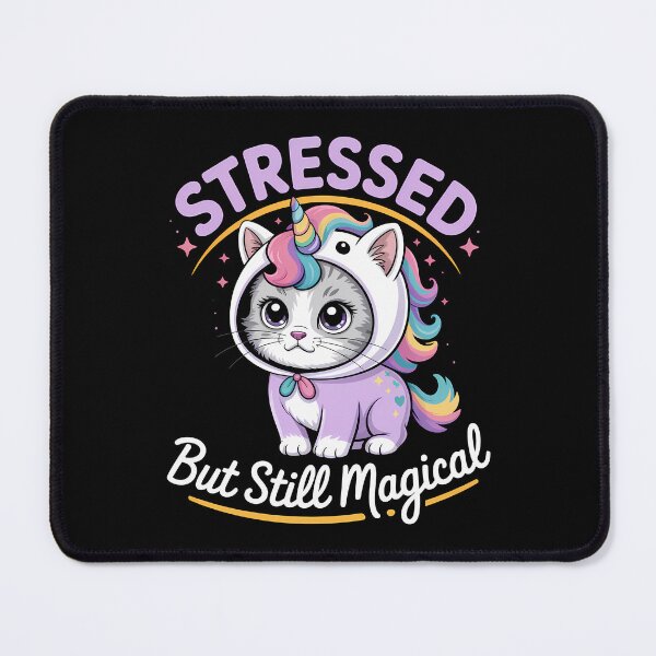 Item preview, Stressed But Still Magical – Cute Unicorn Cat Kawaii Design designed and sold by LoFizzy.