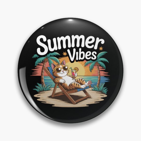 Item preview, Summer Vibes Only – Cute Cat Beach Vacation Design designed and sold by LoFizzy.