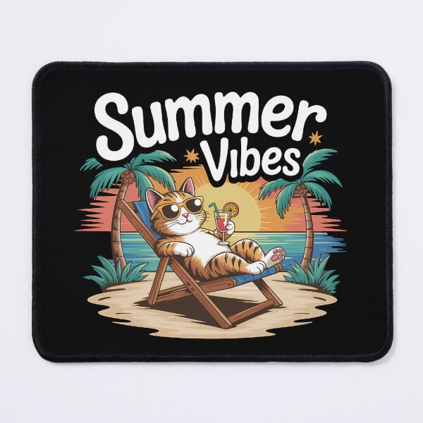 Item preview, Summer Vibes Only – Cute Cat Beach Vacation Design designed and sold by LoFizzy.