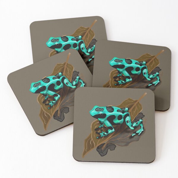 Item preview, Green and Black Arrow Costa Rica Frog in dry leaves designed and sold by Konopikyu.