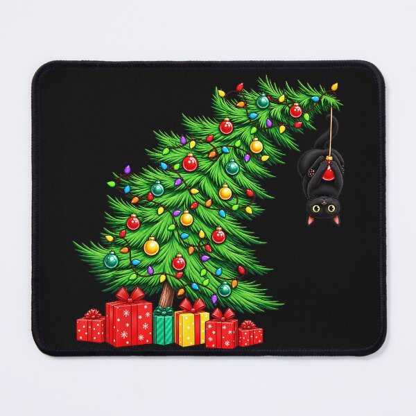 Item preview, Naughty Black Cat Christmas Tree Holiday Feline Fun designed and sold by smithdosRO.
