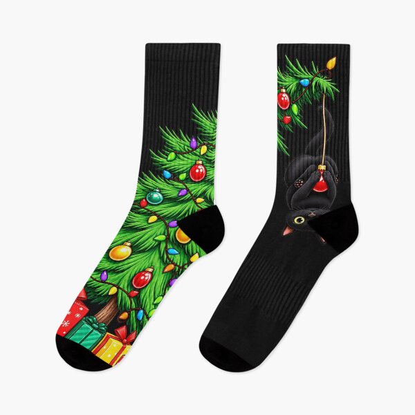 Item preview, Naughty Black Cat Christmas Tree Holiday Feline Fun designed and sold by smithdosRO.