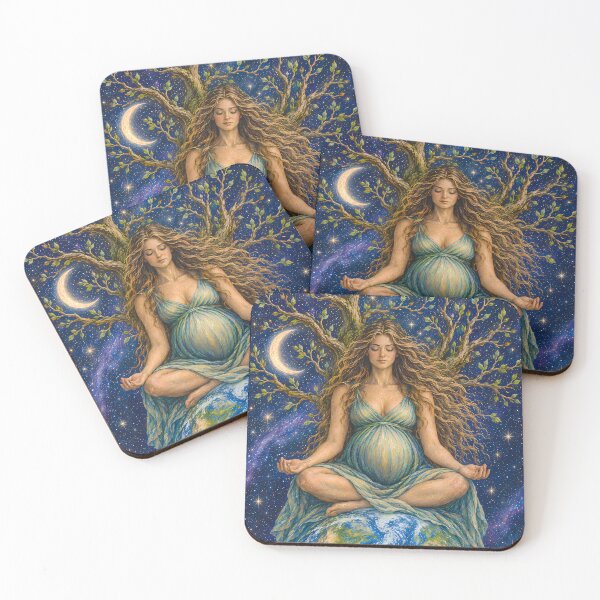 Item preview, Female Earth Deity Cosmic Nature Art designed and sold by kkargakou.