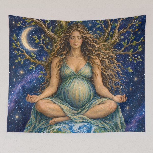 Item preview, Female Earth Deity Cosmic Nature Art designed and sold by kkargakou.