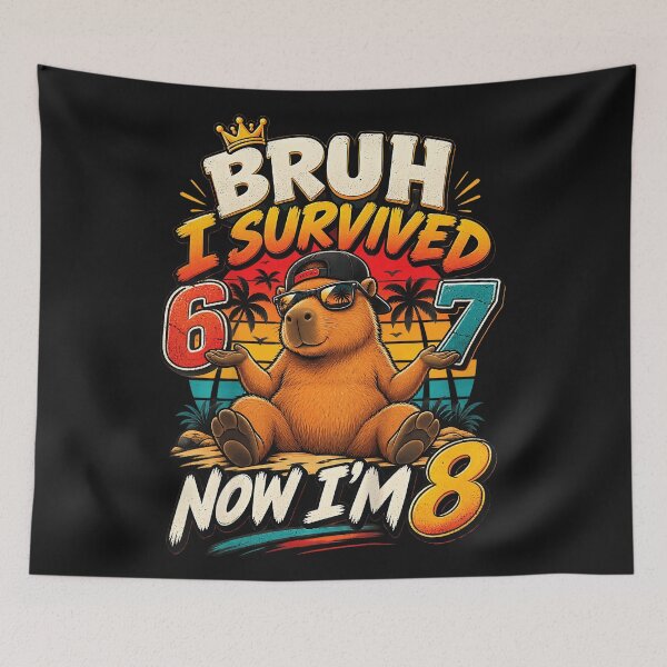 Item preview, Bruh I Survived 6 7 Now I'm 8 Capybara Eighth Birthday Boy Kids Party designed and sold by smithdosRO.