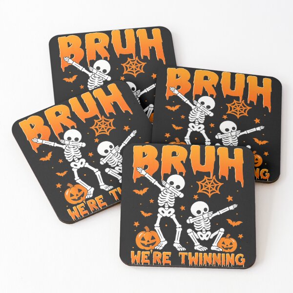 Item preview, Bruh We're Twinning Funny Halloween Twin Skeletons Siblings designed and sold by smithdosRO.