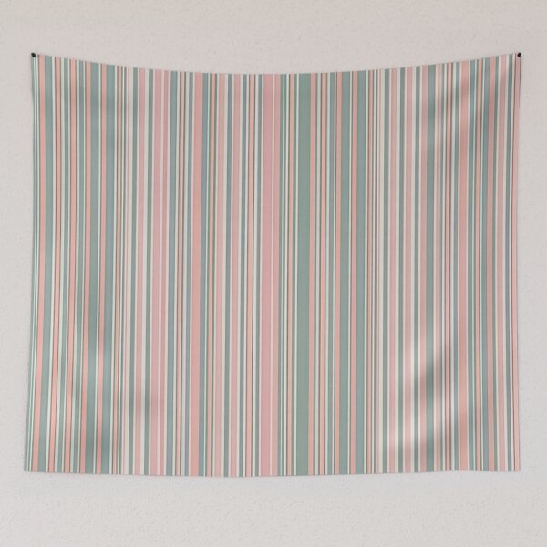 Item preview, Rose Sage Green and Cream Thin Stripe Pattern designed and sold by Mindful Wall Art Studio.