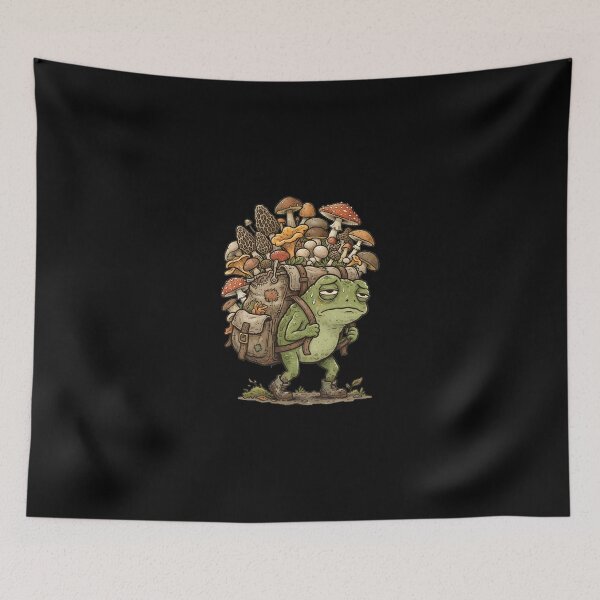 Item preview, Tired Frog Mushroom Foraging Cute Cottagecore Hiking designed and sold by DuckOddity.
