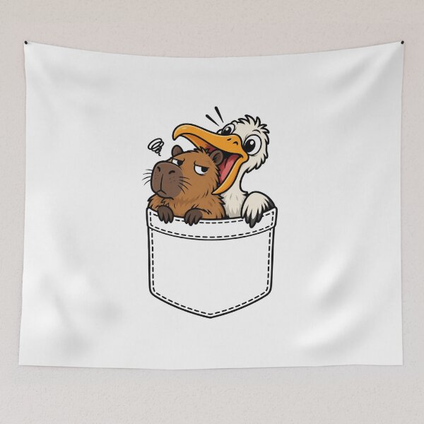 Item preview, Pelican trying to eat a capybara designed and sold by The  Knick Knack Nook.