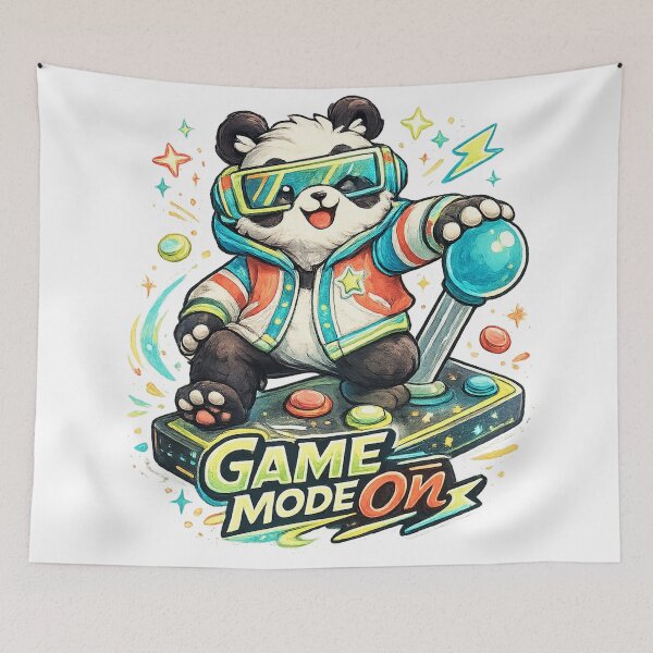 Item preview, Game Mode On Cute Panda Gamer Arcade Joystick Retro Gaming Art designed and sold by inkoutninja.