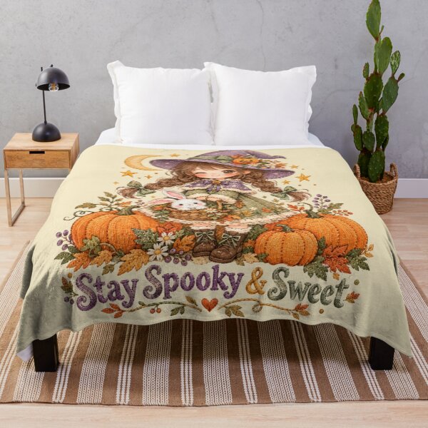 Item preview, Stay Spooky Sweet Witch Girl Pumpkin Bunny Tee designed and sold by Yellowriversss.
