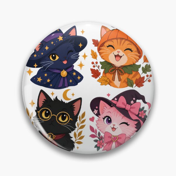 Item preview, Four Halloween Cats in Witch and Pumpkin Costumes designed and sold by skyartdesign.