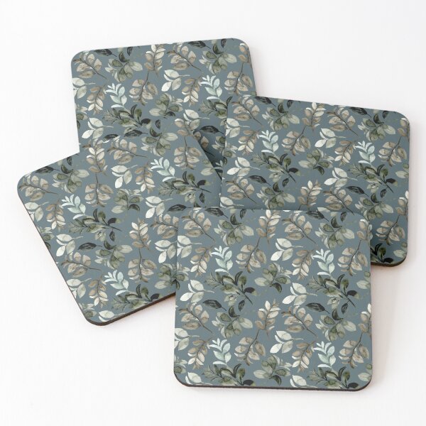 Item preview, Muted Grey Green Background Eucalyptus and Botanical Leaves Seamless Pattern designed and sold by ​Jyoti Digital Artist.