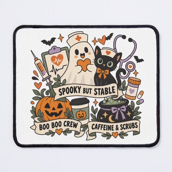 Item preview, Spooky Nurse Crew with Coffee and Medical Icons designed and sold by skyartdesign.