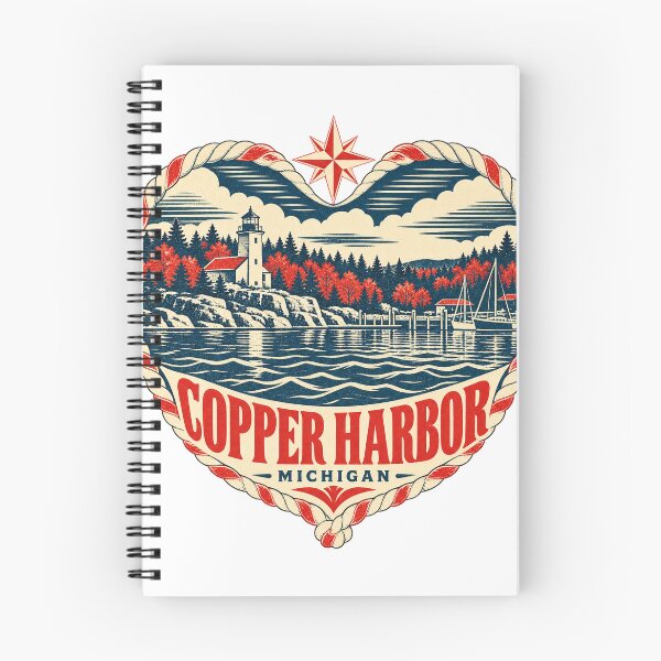 Item preview, Copper Harbor USA Travel Souvenir Nautical Woodcut Heart designed and sold by VisualArtsOasis.