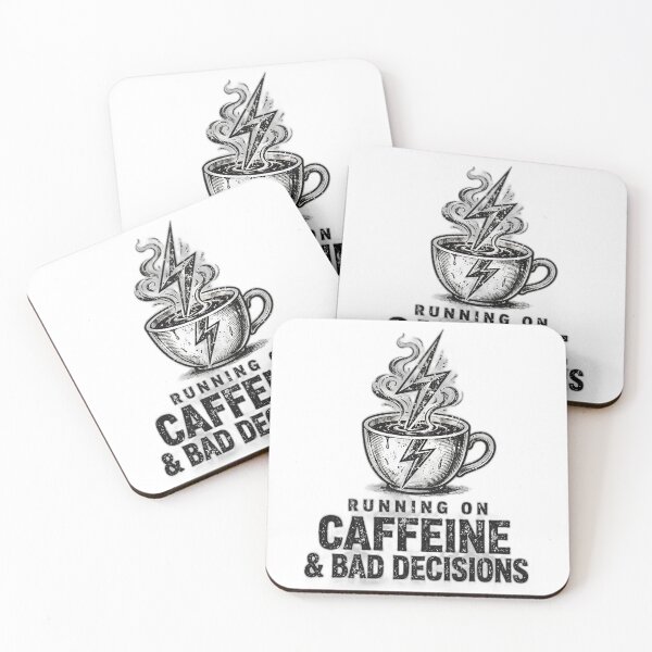 Item preview, Running on Caffeine & Bad Decisions - Funny Quote designed and sold by Visual Dept..