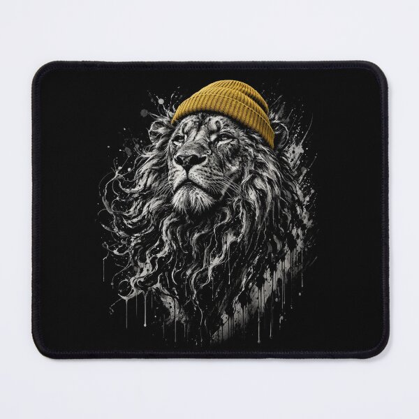 Item preview, Cool Hipster Lion Wearing Beanie Yellow Hat Splatter Art designed and sold by CF_VintageDesign.