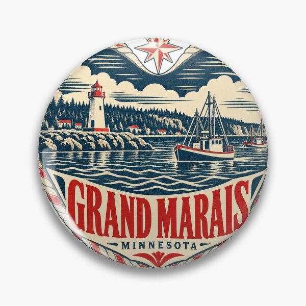 Item preview, Grand Marais USA Travel Souvenir Nautical Woodcut Heart designed and sold by VisualArtsOasis.
