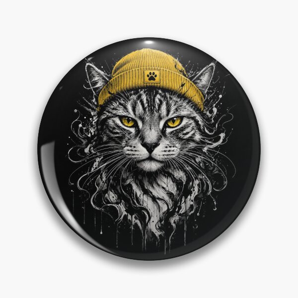 Item preview, Cool Hipster Cat Wearing Yellow Beanie Hat Splatter Art designed and sold by CF_VintageDesign.