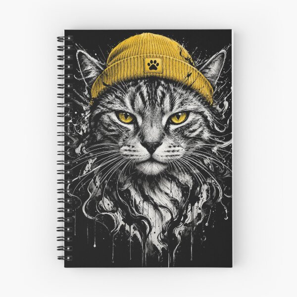 Item preview, Cool Hipster Cat Wearing Yellow Beanie Hat Splatter Art designed and sold by CF_VintageDesign.